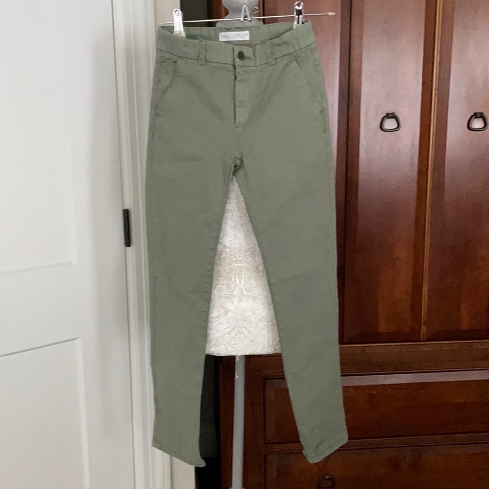 Zara girls green chinos with adjustable waist